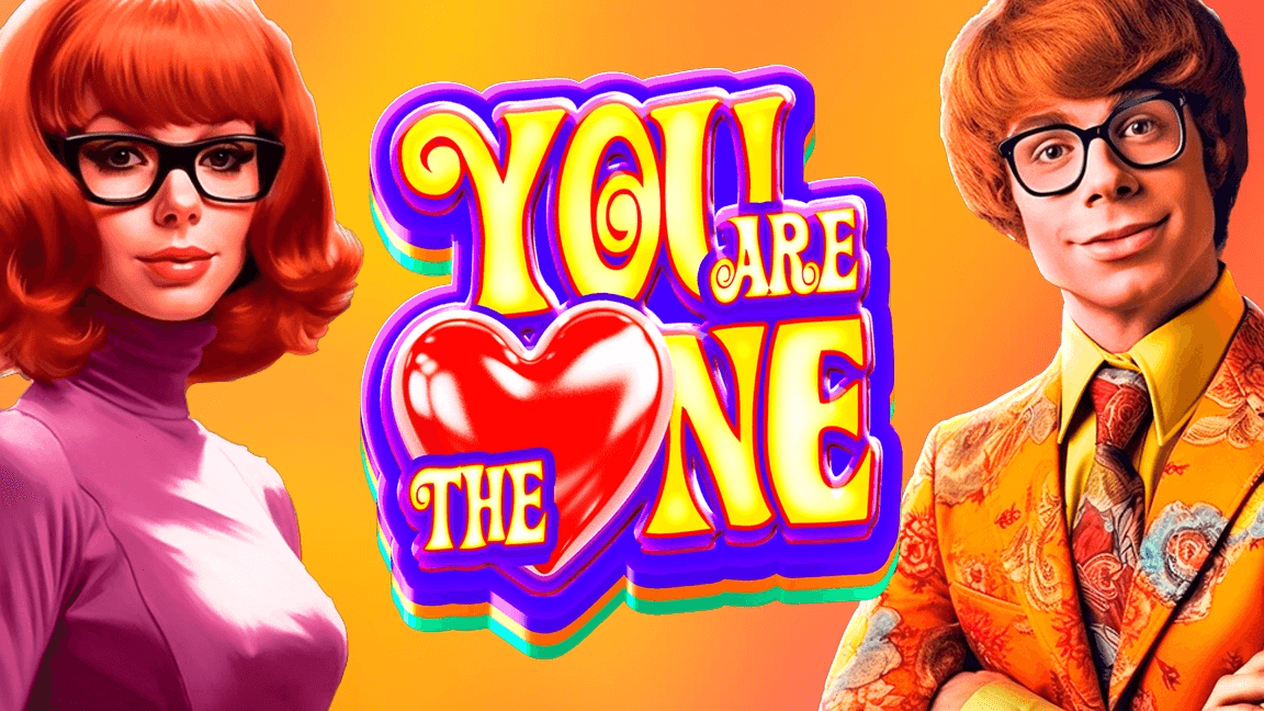 You Are The One slot promotional image by Spinberry, showing a modern romance theme with heart visuals and polished